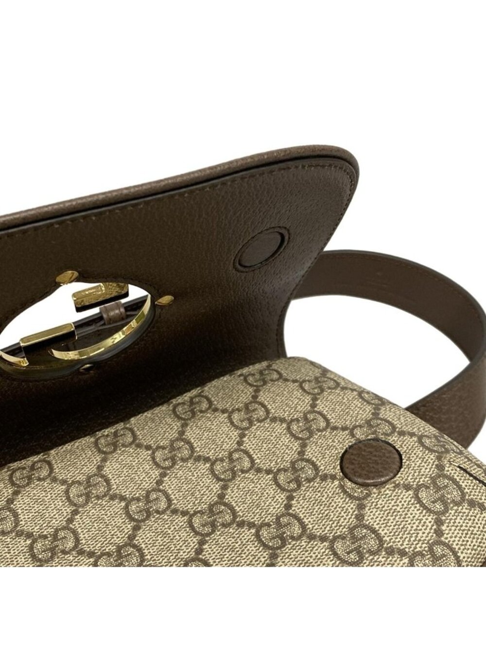 ★SOLD★ Gucci Waist Pouch Interlocking GG Plus Supreme Dark Brown Beige Leather - Picture 12 of 15